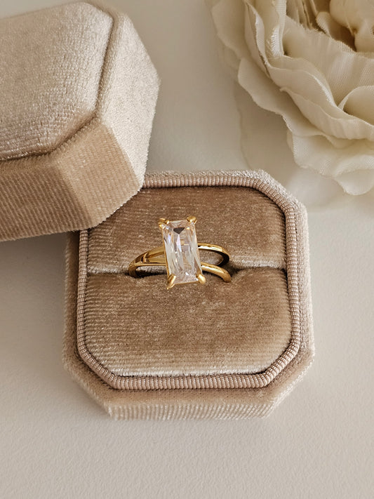 Rectangular gold plated ring