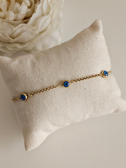 Gold plated evil eye bracelet