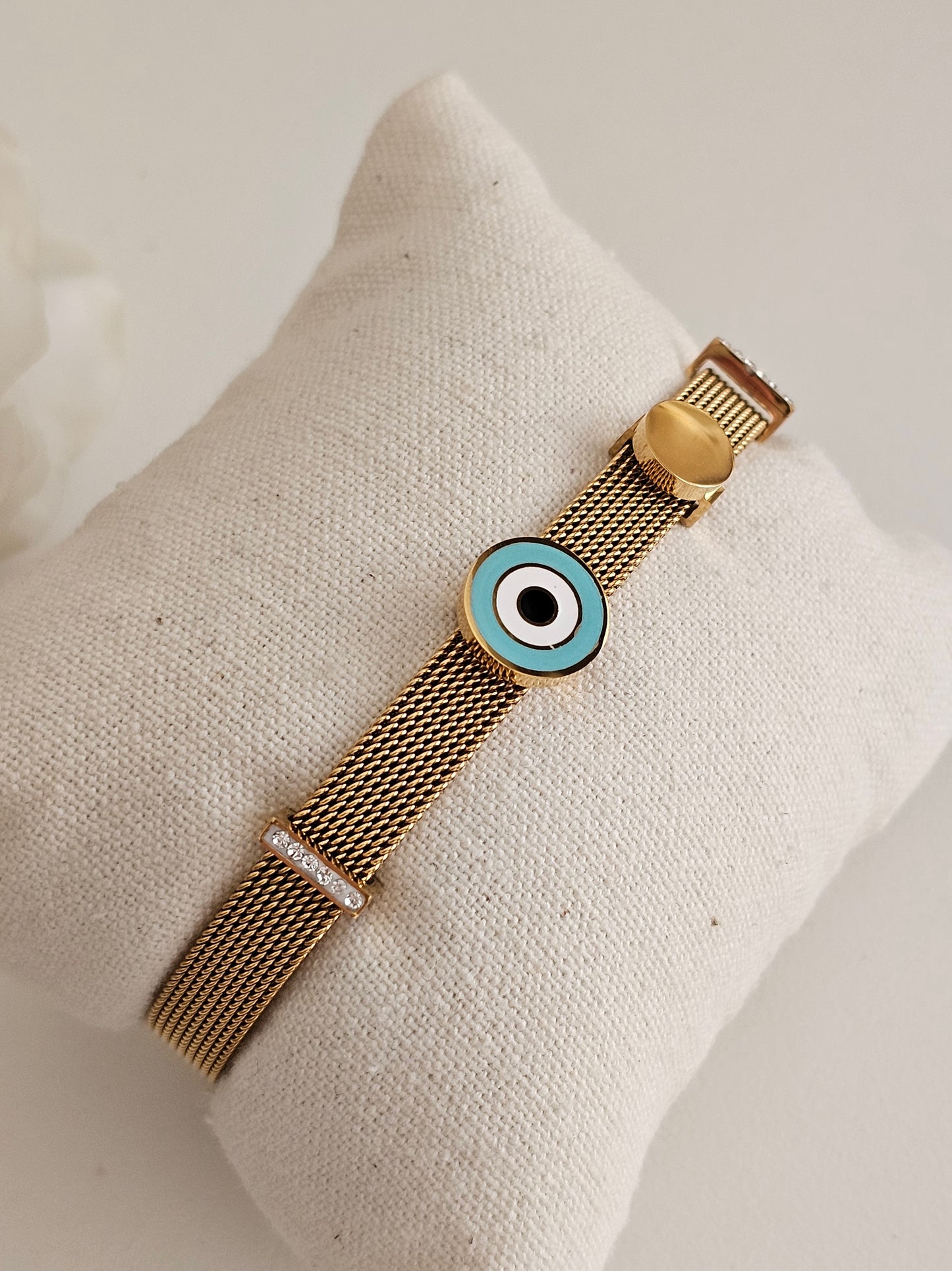 SAFIA MESH EVIL EYE BRACELET