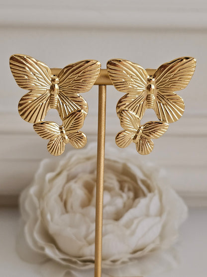 Gold statement butterfly earrings