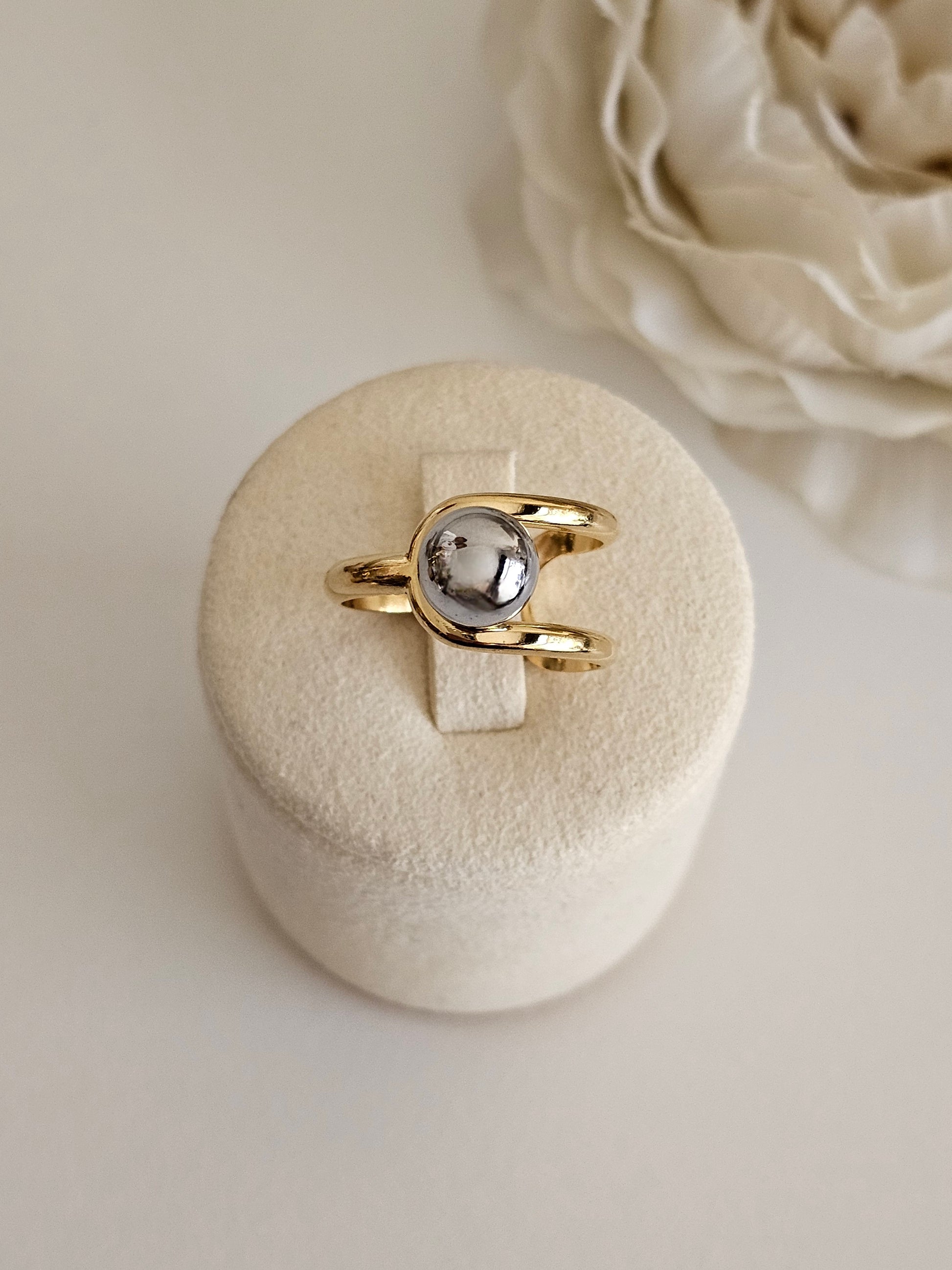 GOLD TWO TONE BALL RING