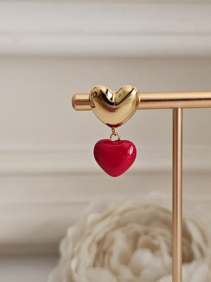 AYANA RED HEART EARRINGS