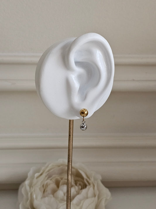 Gold and silver small ball earrings