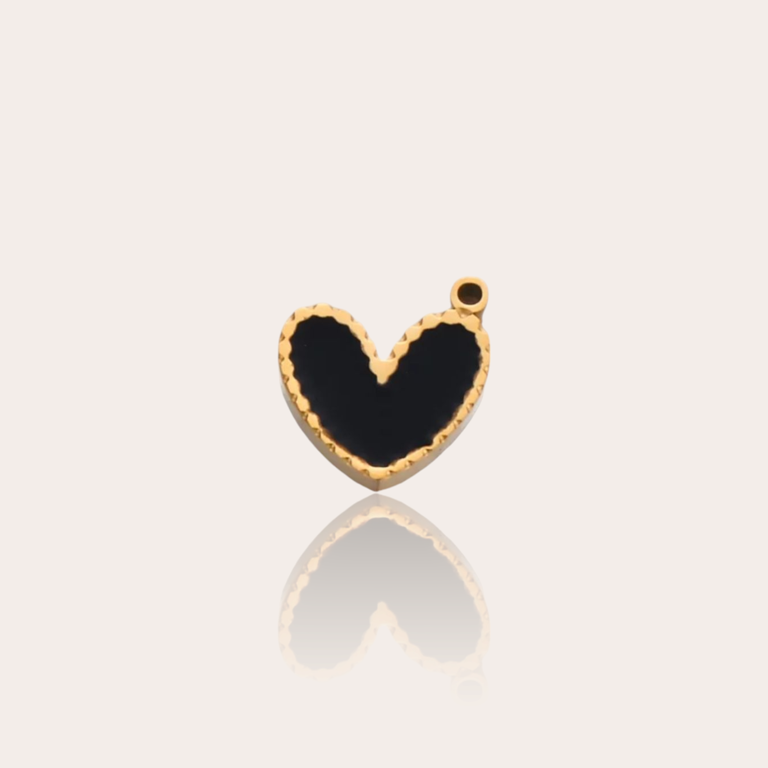 Stainless steel gold plated black heart charm 