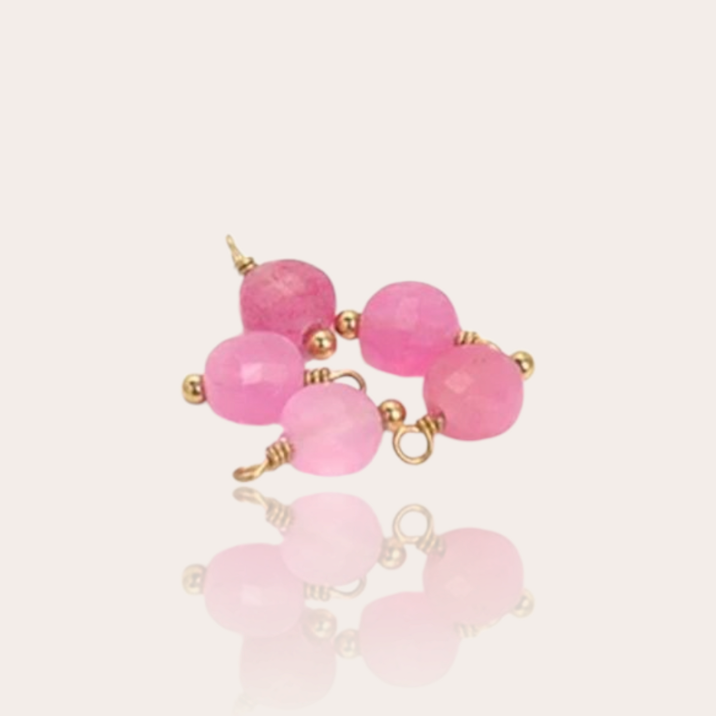 Gold plated stainless steel pink natural stone charm