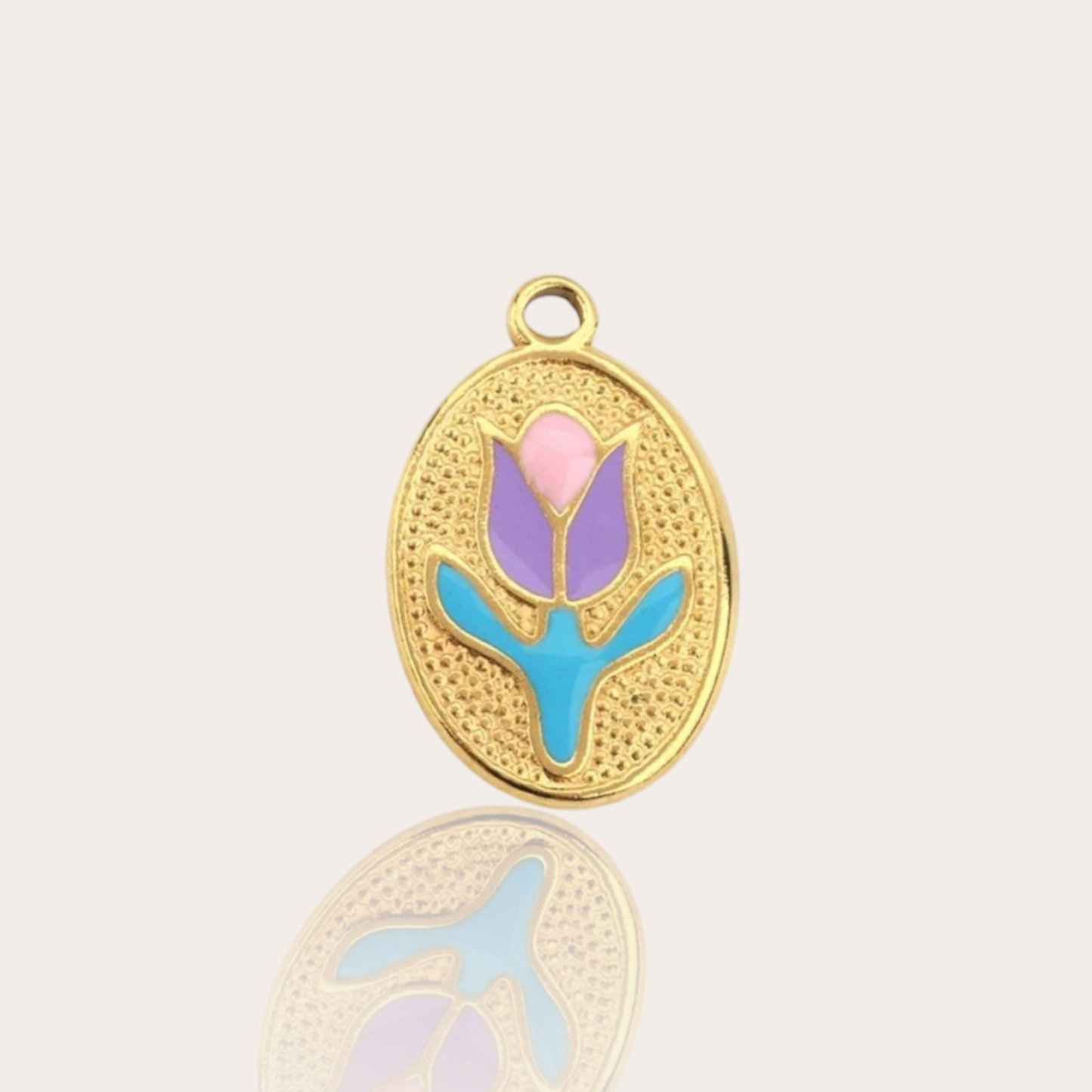 Gold plated stainless steel flower charm