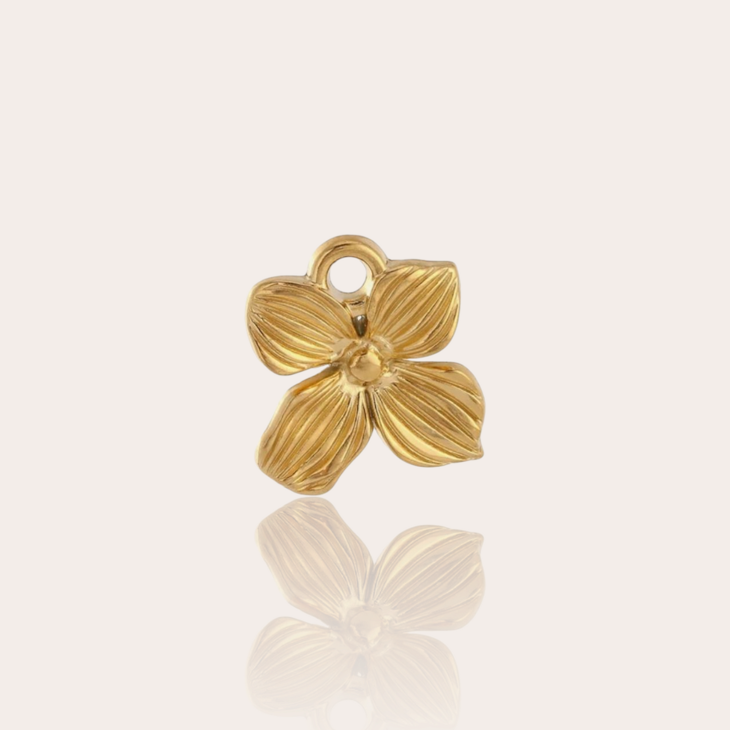 Gold plated stainless steel flower charm 