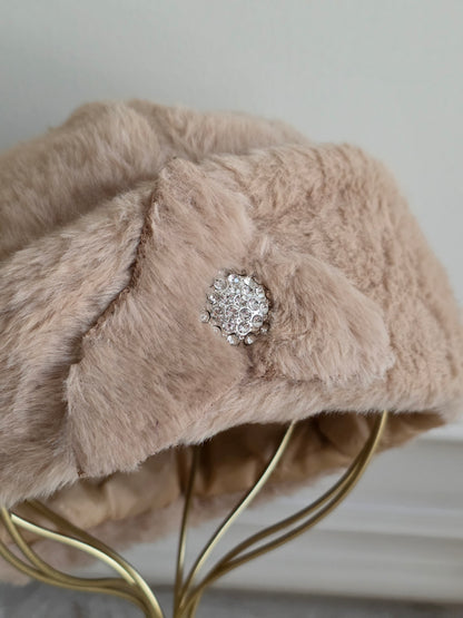 FAUX FUR BERET HAT