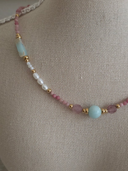 AYSEL NATURAL STONE & PEARL NECKLACE