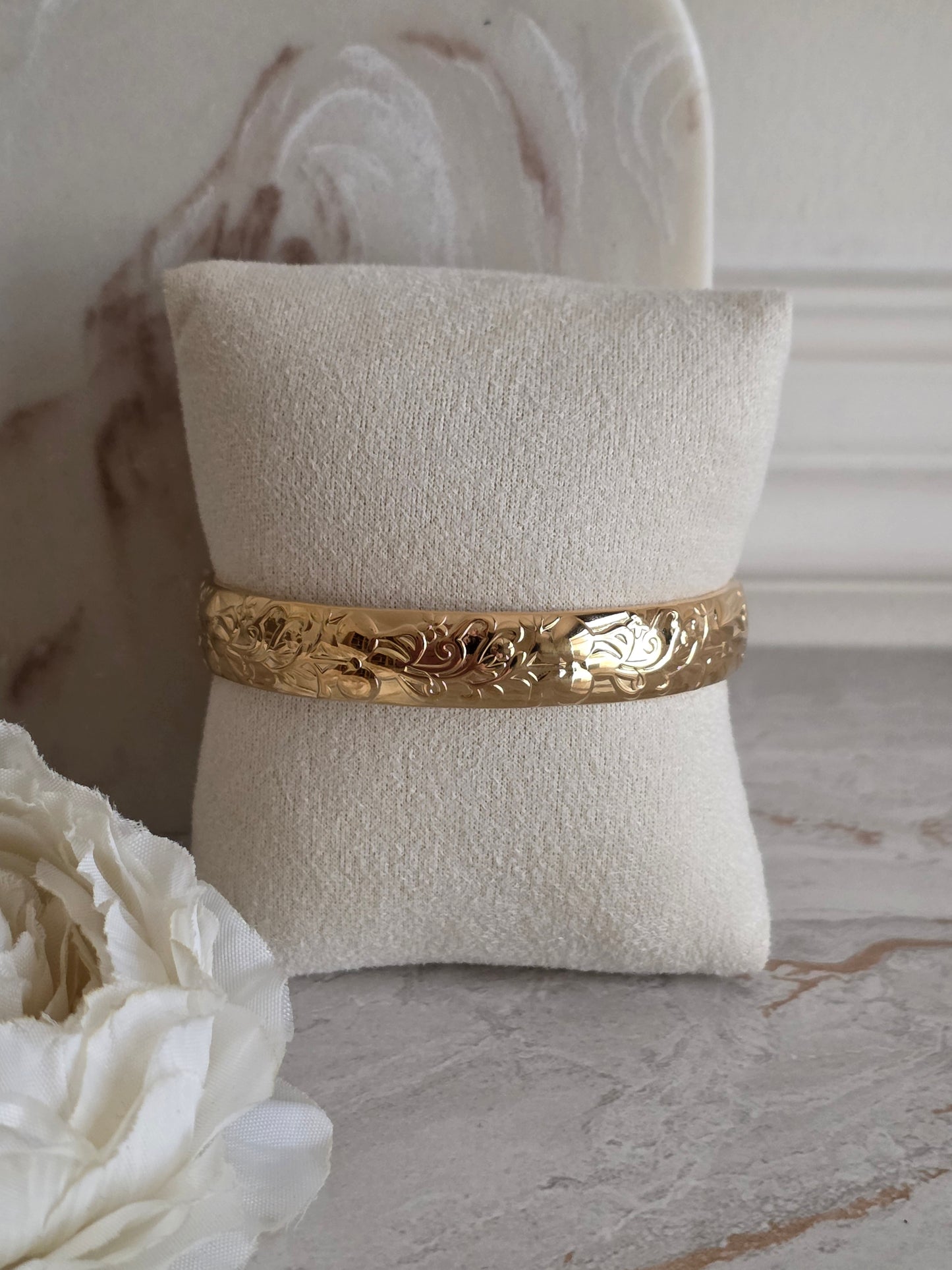 Gold textured cuff bangle