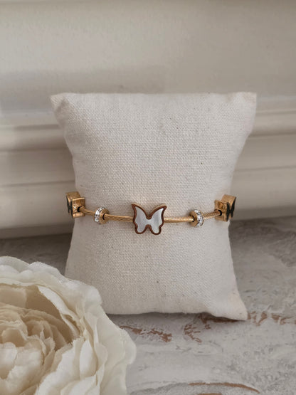 Gold butterfly bangle