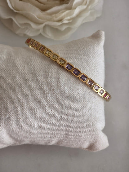 Gold coloured cubic zirconia bangle