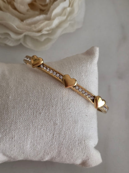 Gold heart bangle