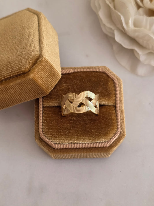 Gold braided open ring