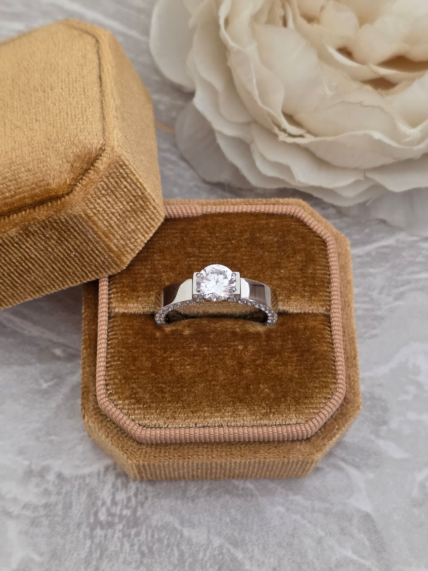 Stainless steel engagement ring
