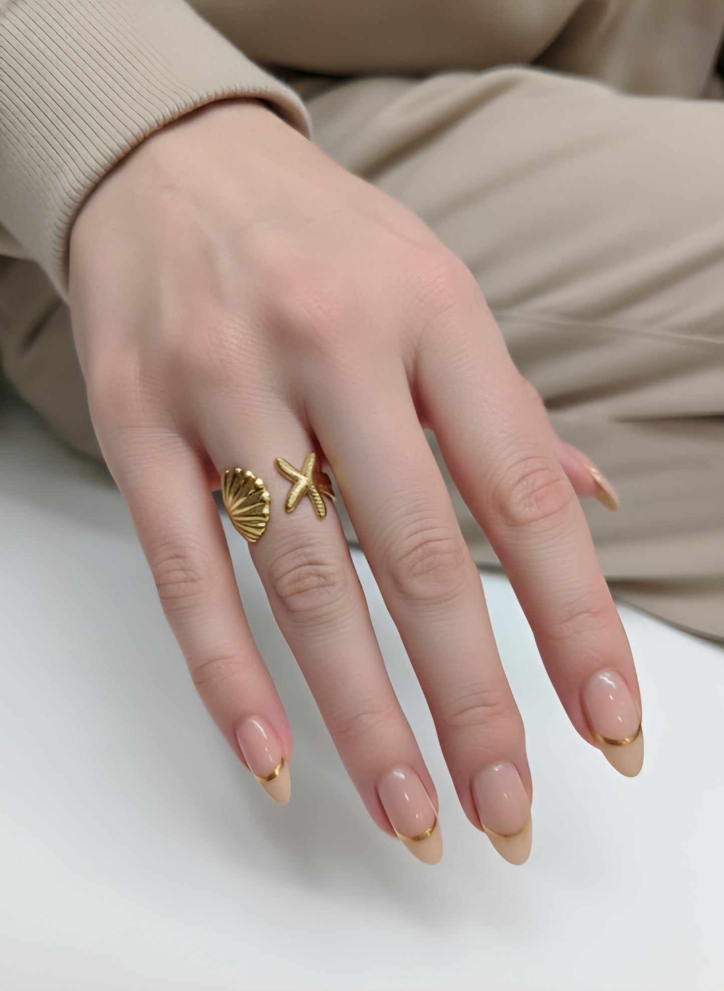 AZLINA STARFISH AND SHELL RING