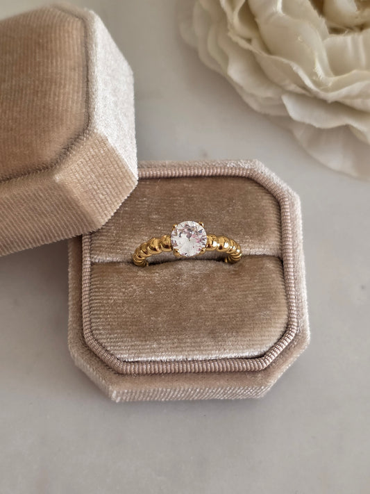 Gold cubic zirconia engagement ring