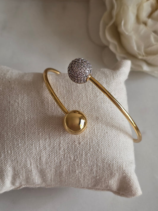 Gold cubic zirconia ball bangle