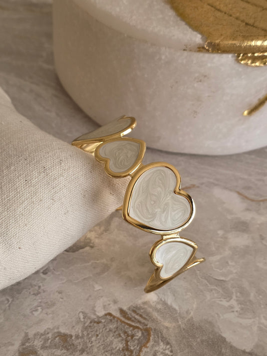 Gold heart statement cuff bangle