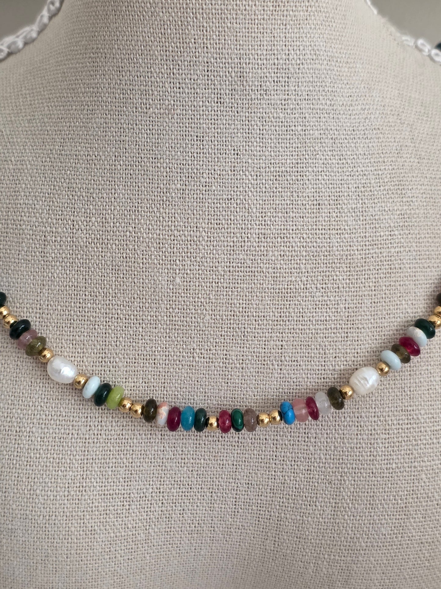 ESI NATURAL STONE & PEARL NECKLACE