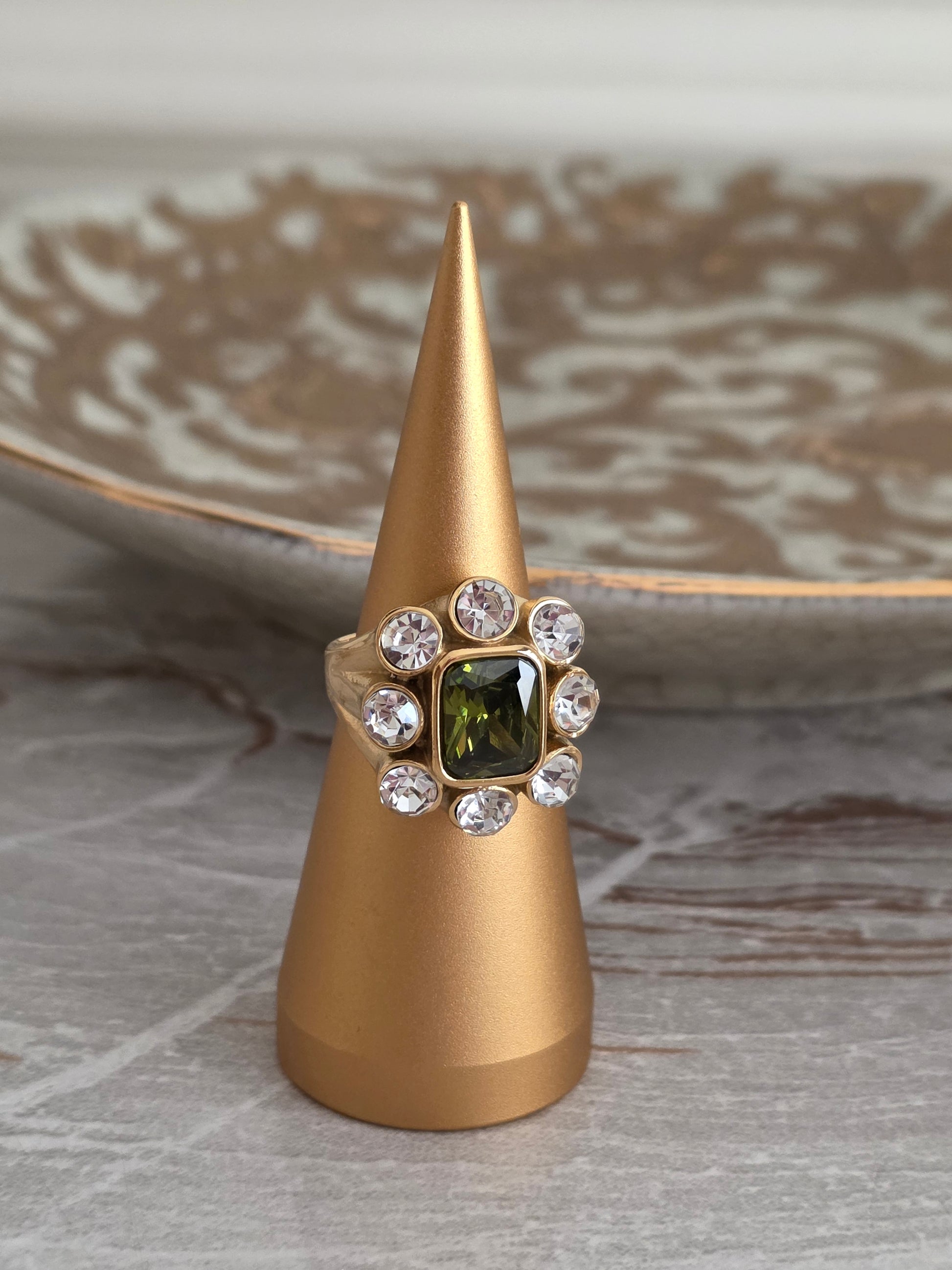 emerald green statement ring