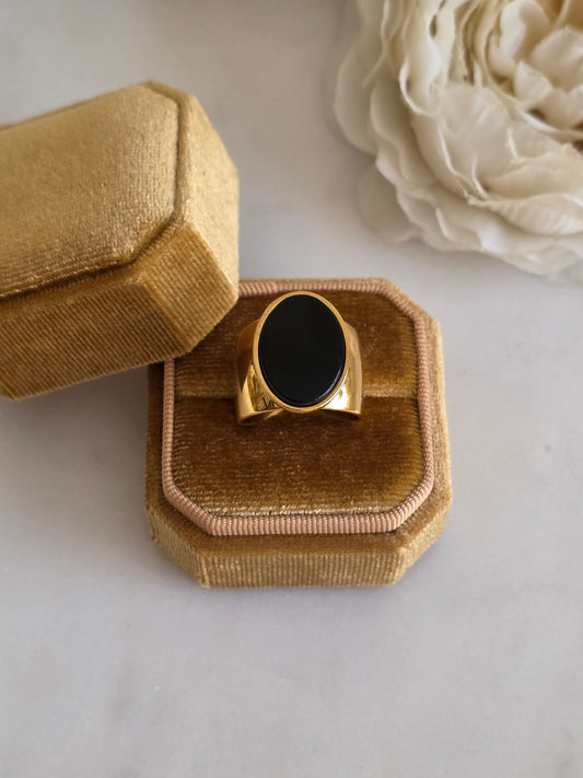 Black stone statement ring