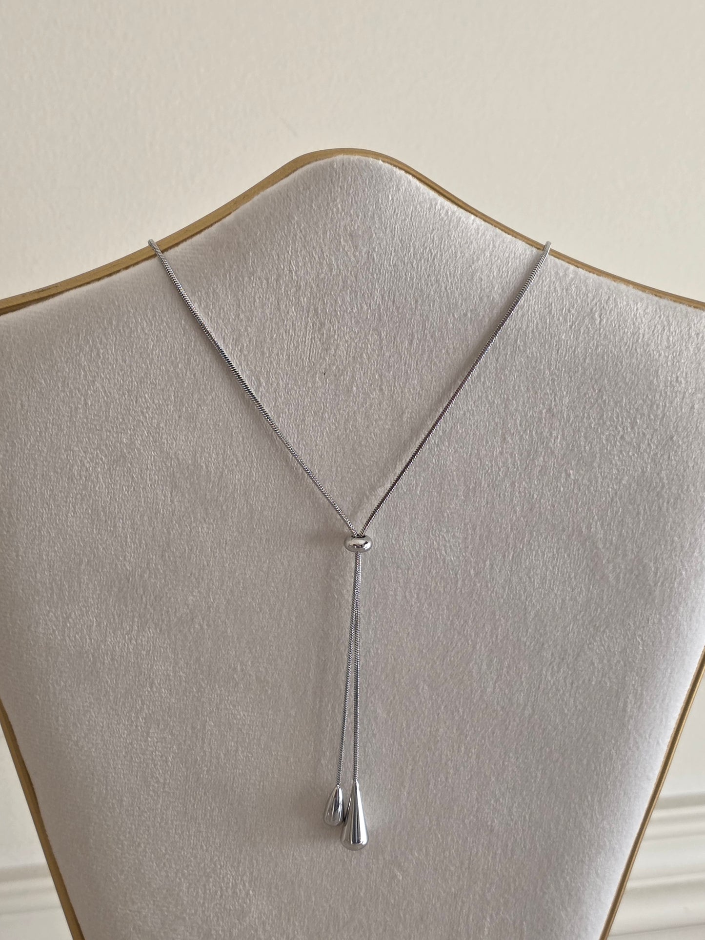 Long silver statement necklace