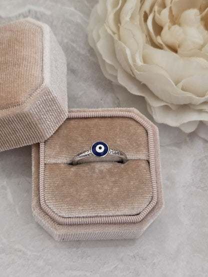 Silver evil eye ring