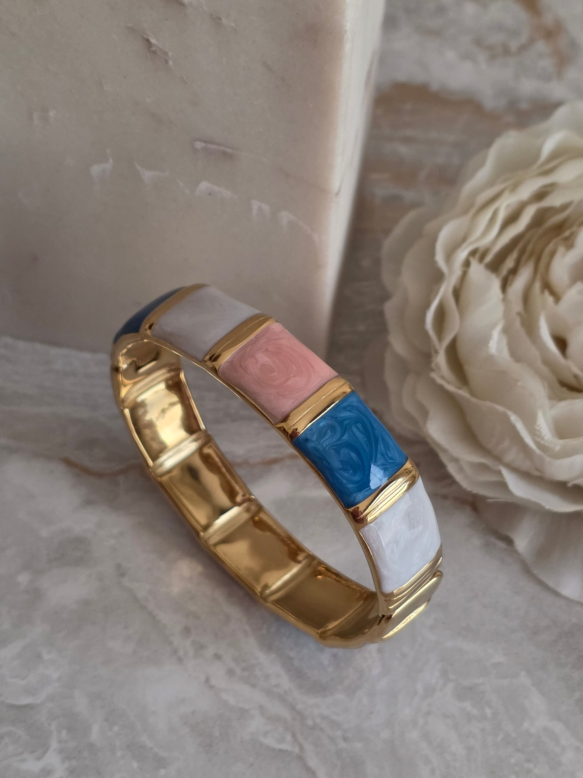 gold stainless steel coloured enamel bangle
