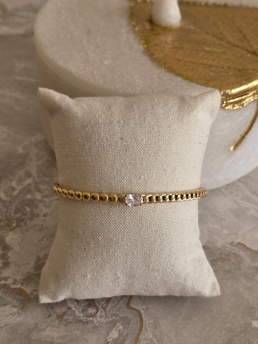 Gold Dante cubic zirconia cuff bangle