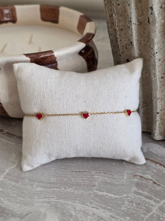 Gold dante red heart bracelet