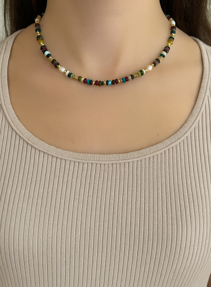 ESI NATURAL STONE & PEARL NECKLACE