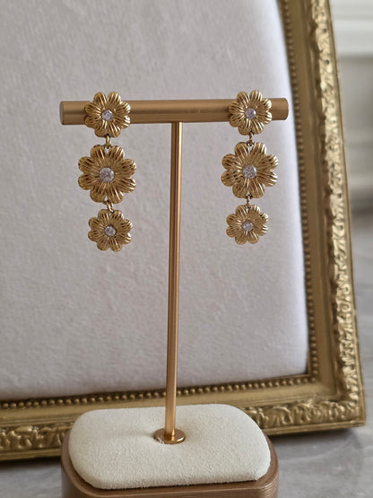 Gold statement flower earrings 