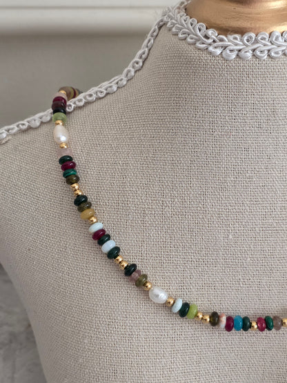ESI NATURAL STONE & PEARL NECKLACE