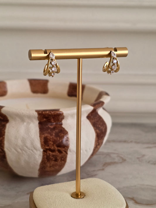 Small gold and cubic zirconia hoop earrings