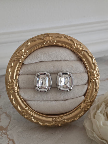 Silver crystal statement earrings