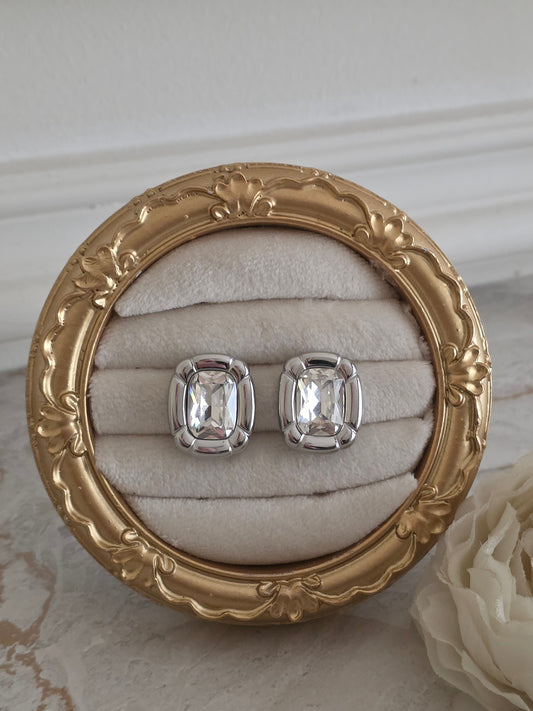 Silver crystal statement earrings