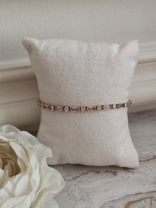 Pink cubic zirconia tennis bracelet