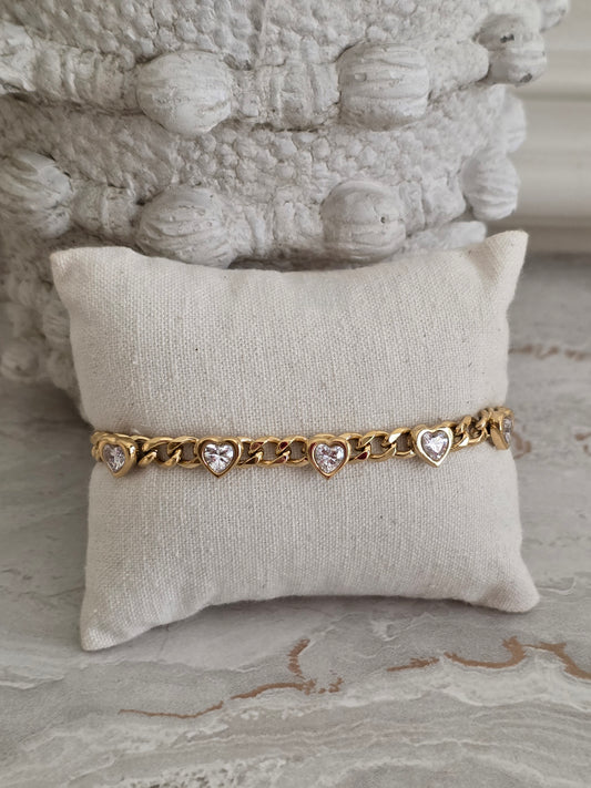 Gold heart Cubic Zirconia Bracelet