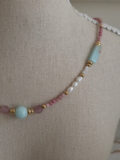AYSEL NATURAL STONE & PEARL NECKLACE