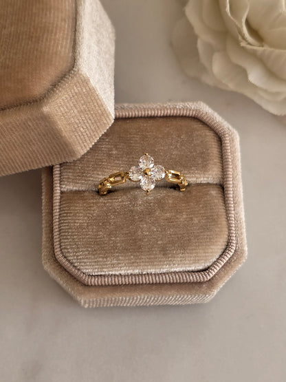Gold cubic zirconia Clover ring