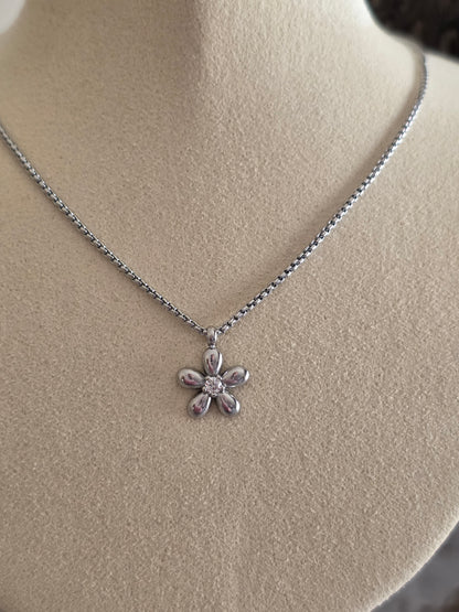 ASKIN FLOWER NECKLACE SILVER