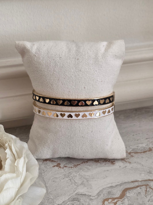 Thin oil painted heart Bangle