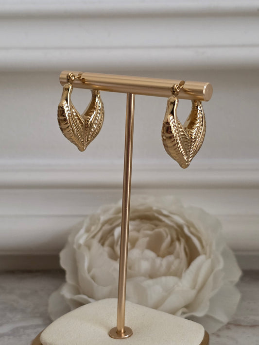 Gold Leaf Hoop Earrings