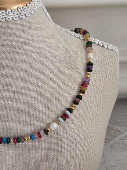ESI NATURAL STONE & PEARL NECKLACE