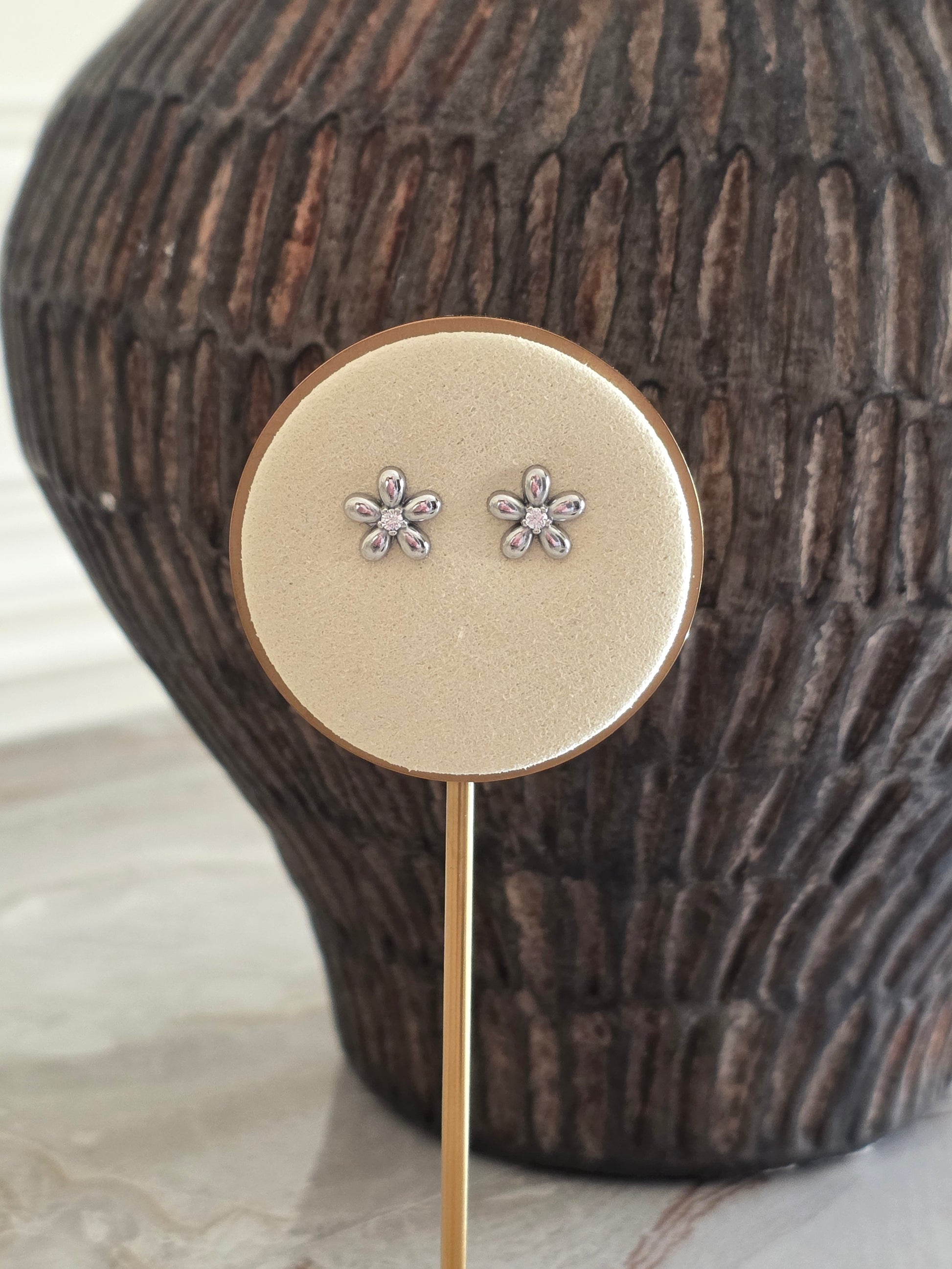 Small silver flower earrings