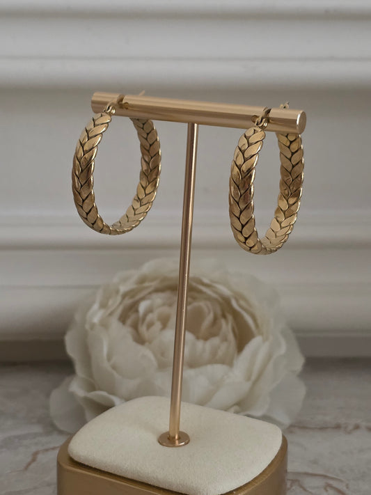 Braided large gold hoop earrings