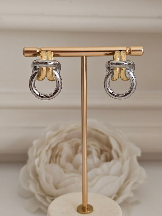 Two tone silver and gold earrings