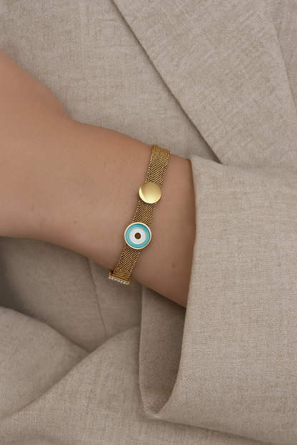 SAFIA MESH EVIL EYE BRACELET