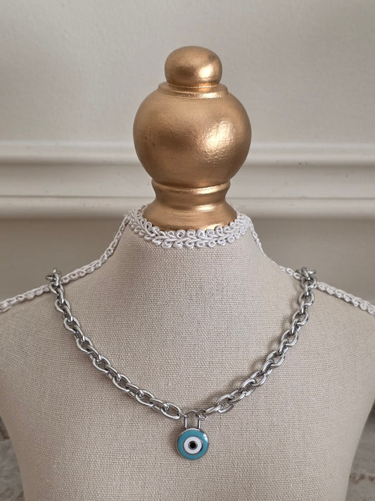 Silver evil eye necklace